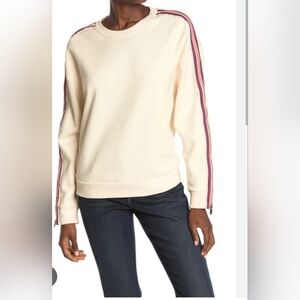 Ba&Sh Women's Cream/Pink Zac Zip Sttipe Sweater Size M